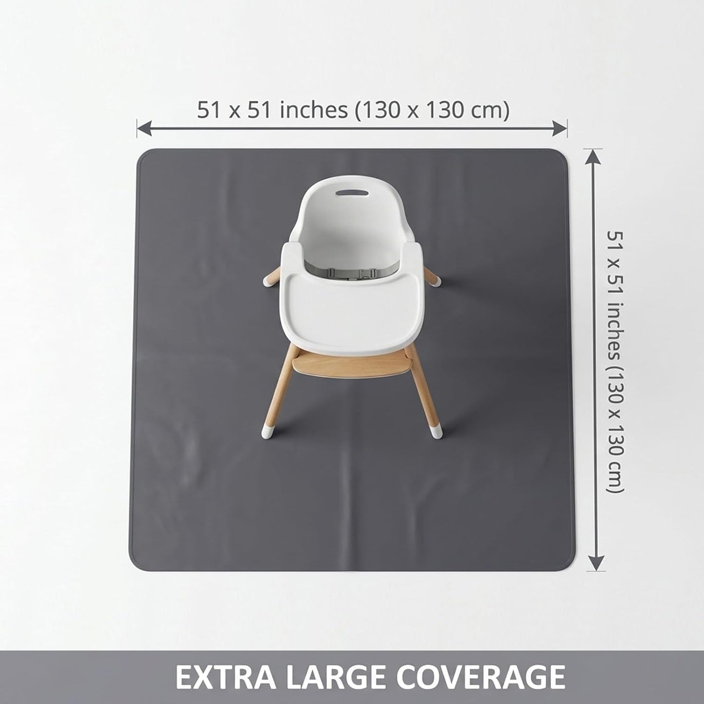 Splat Mat for Under High Chair/Arts/Crafts, Waterproof and Anti-Slip Splash Mat Floor Protector, Washable Highchair Floor Mat, 51 Inch Reusable Messy Mat and Baby Feeding Table Cloth