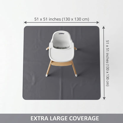 Splat Mat for Under High Chair/Arts/Crafts, Waterproof and Anti-Slip Splash Mat Floor Protector, Washable Highchair Floor Mat, 51 Inch Reusable Messy Mat and Baby Feeding Table Cloth