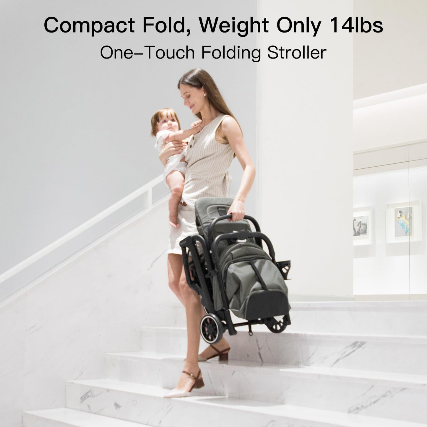 Gromast Compact Fold Baby Stroller, Lightweight Travel Toddler Stroller with One-Click Fold, Extendable UPF50+ Canopy, Cup Holder, UV Protected and Waterproof, One-Hand Folding - Blue