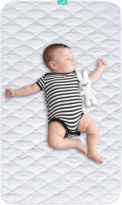 Waterproof Crib Mattress Protector Pad 2 Pack 28" x 52",Non-Slip & Absorbent Mattress Pad for Baby Standard Crib/Bed, Quilted Machine Washable White
