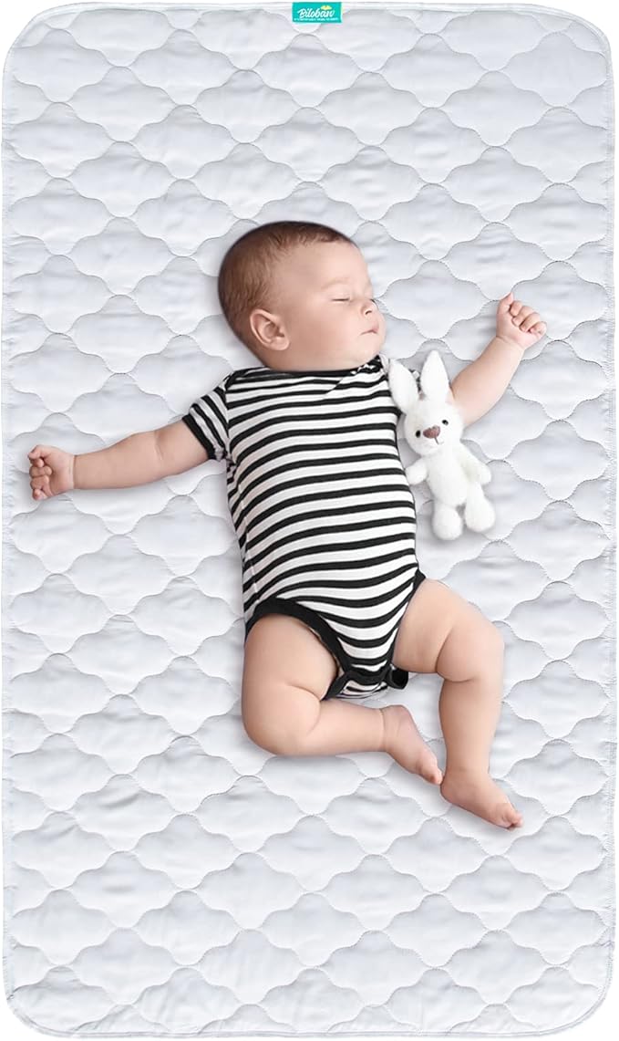 Waterproof Crib Mattress Protector Pad 28" x 52",Non-Slip & Absorbent Mattress Pad for Baby Standard Crib/Bed, Quilted Machine Washable White