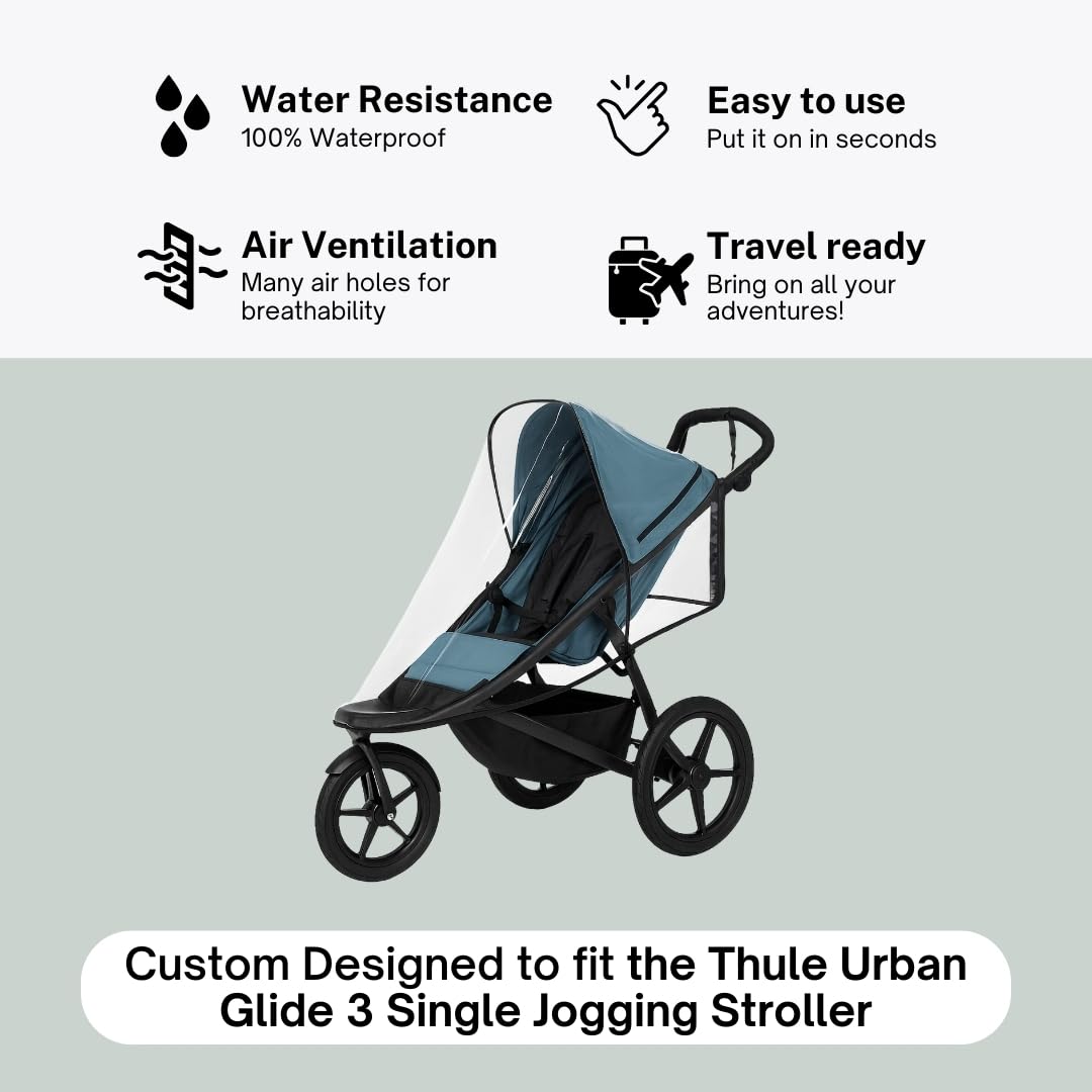 Rain Cover for the Thule Urban Glide 3 Single Stroller by SASHA'S (Stroller Not Included)