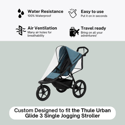 Rain Cover for the Thule Urban Glide 3 Single Stroller by SASHA'S (Stroller Not Included)