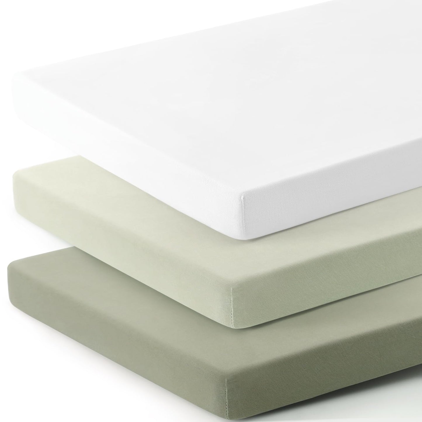 GRSSDER Stretch Ultra Soft Jersey Knit Fitted Pack n Play Playard Sheets Set 2 Pack，Fits Portable/Mini Cribs Sheets, Playards Mattress Pads, Stylish Watercolor Animals for Baby, Mint Green