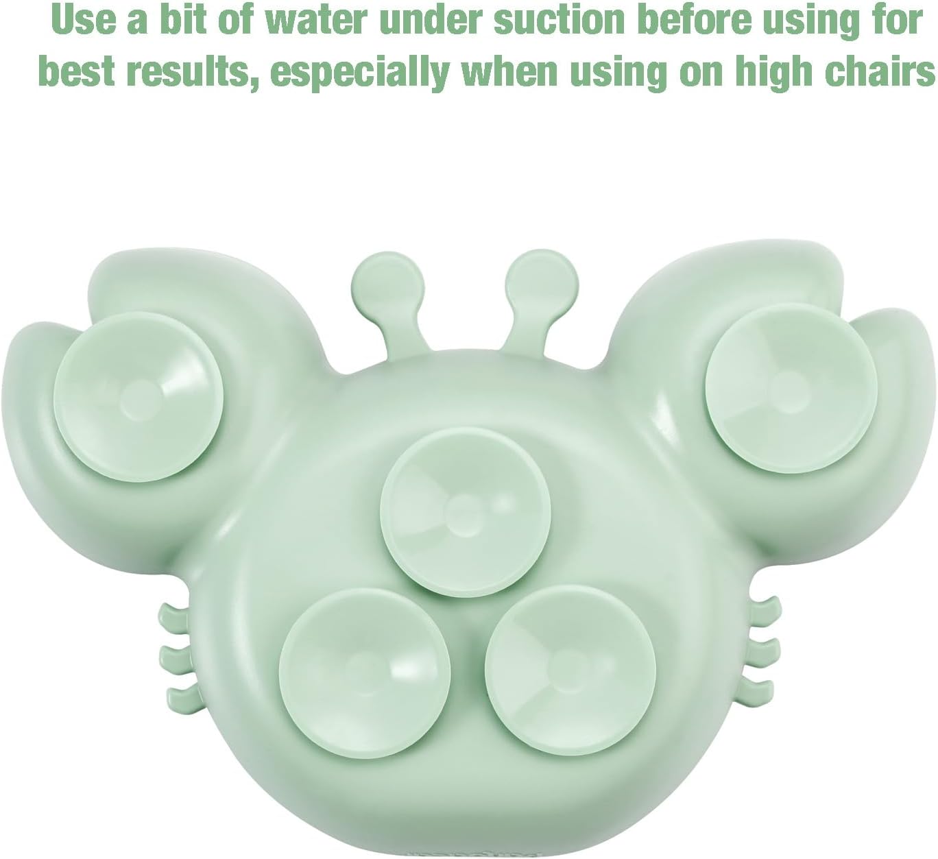 PandaEar 2 Pack Silicone Suction Plates for Toddlers Baby with 4 Spoons Self Feeding, Divided Unbreakable Toddler Plates with Suction, Baby Plates and Utensils Set, Baby Dishes, Green Crab & Pink Bee