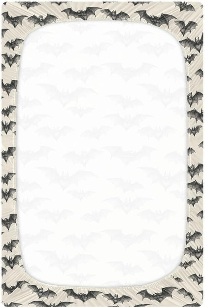 Fitted Crib Sheets White Bears with Clouds Stretchy Portable Playard Sheets for Baby Toddler, Breathable Soft Mini Crib Mattress 39 x 27 in for Boys and Girls