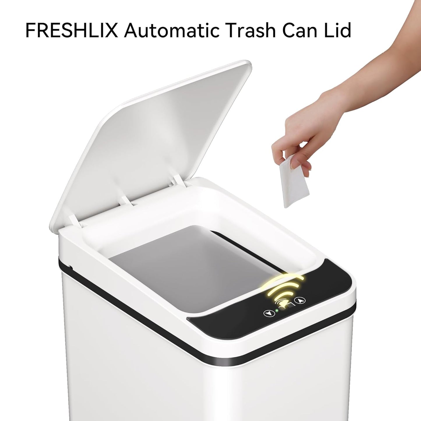 FRESHLIX Bathroom Garbage Can with Lid, 2.6 Gallon Diaper Trash Can, Automatic Trash Cans Touchless, Slim Waterproof Smart Commercial Trash Can for Bedroom, Bathroom, Office, Living Room, Toilet, RV
