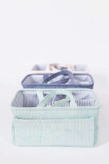 Diaper Caddy Organizer - Mint Curdoroy Baby Storage Bin for Nursery & Car | Baby Shower Basket & registry Essential