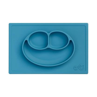 ezpz Mini Mat (Blush) - 6 -12 Months+ - 100% Silicone Suction Placemat + Divided Plate with Three Compartments - Supports Baby-Led Weaning - Designed for Highchair, Table, and Travel