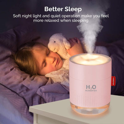 Portable Mini Humidifier, 500ml Small Cool Mist Humidifier, USB Personal Desktop Humidifiers for Baby Bedroom Travel Office Home, Auto Shut-Off, 2 Mist Modes, Super Quiet, White