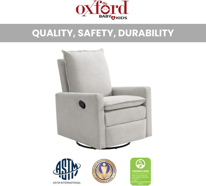 Oxford Baby Uptown Upholstered Glider Recliner Rocking Chair 360° Swivel for Nursery and Living Room - Boucle White