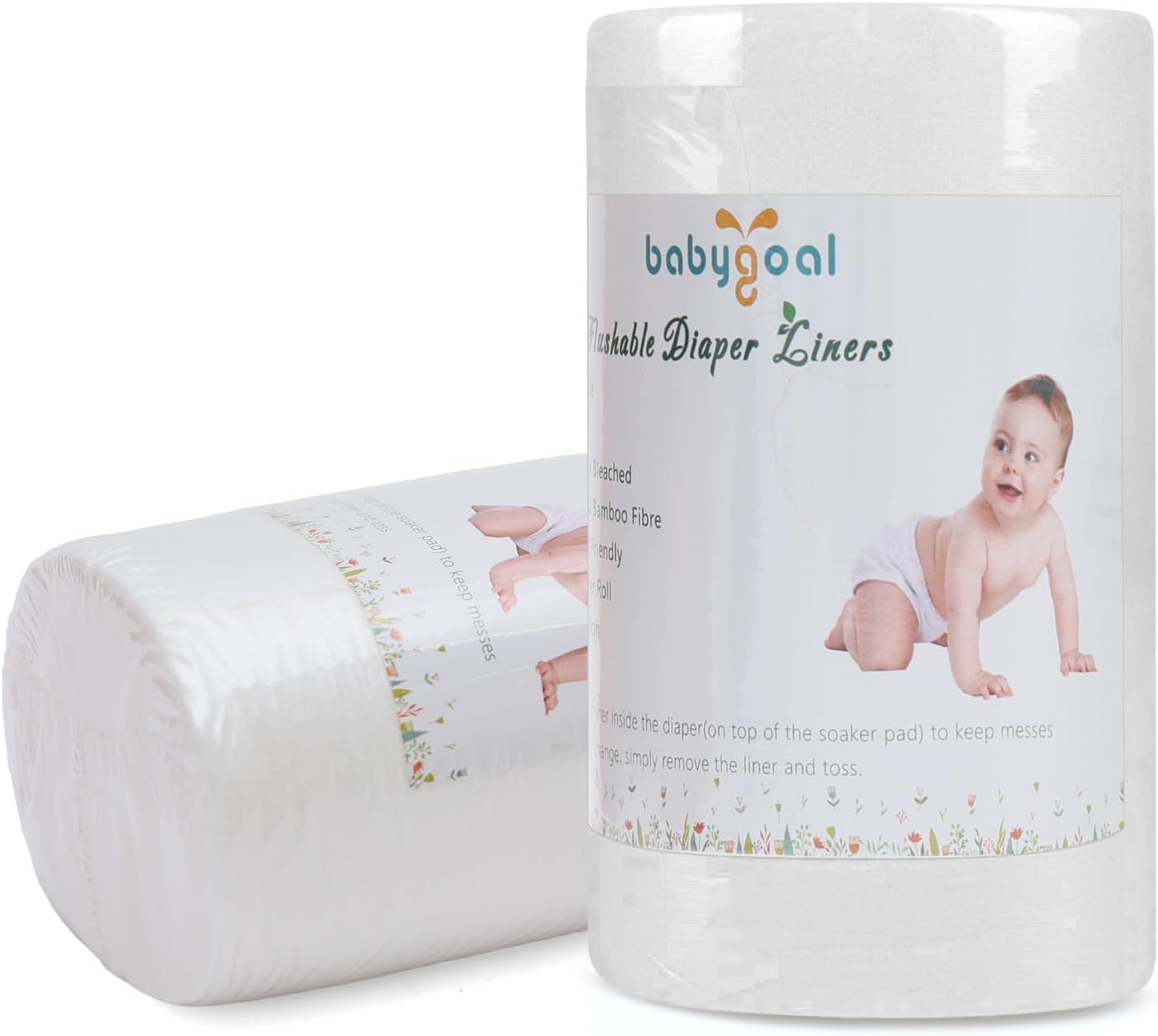 babygoal Baby Cloth Diaper Liners 2 Pack, Rayon from Bamboo Liners for Cloth Diaper Nappy (200 Sheets)