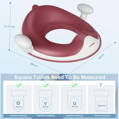 ANGELBLISS Baby Potty Training Toilet Seat with Soft Cushion Handles, Haute Collection, Double Anti-Slip Design and Splash Guard for Boys and Girls (Pink)