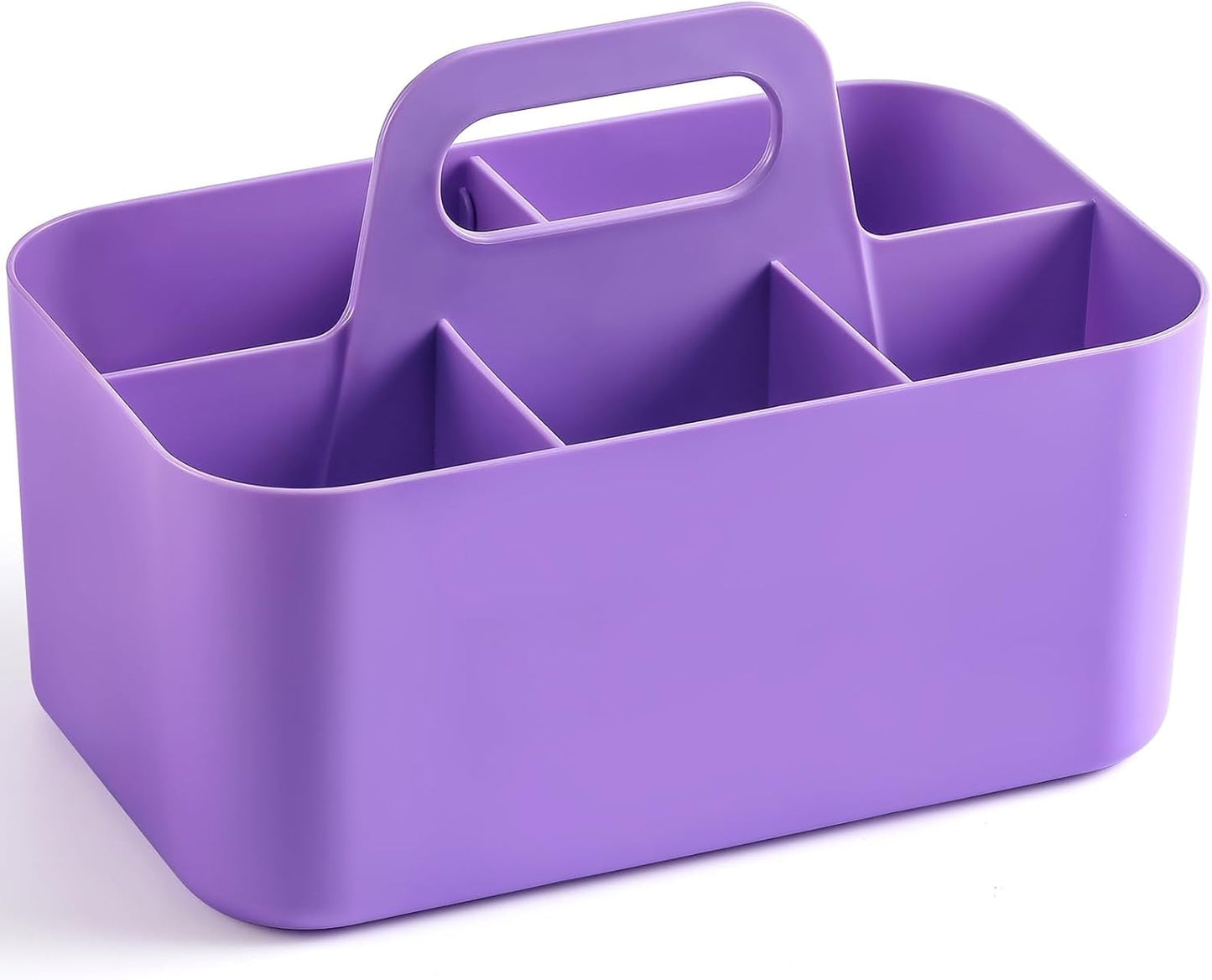 Multiuse Caddy Organizer with Handle, Portable Divided Plastic Tote Bin - Art Craft, Stationary Pen Marker Crayons, Makeup Hair Supplies Storage - Bathroom, Classroom, Dorm, Office, Desk Holder - Pink