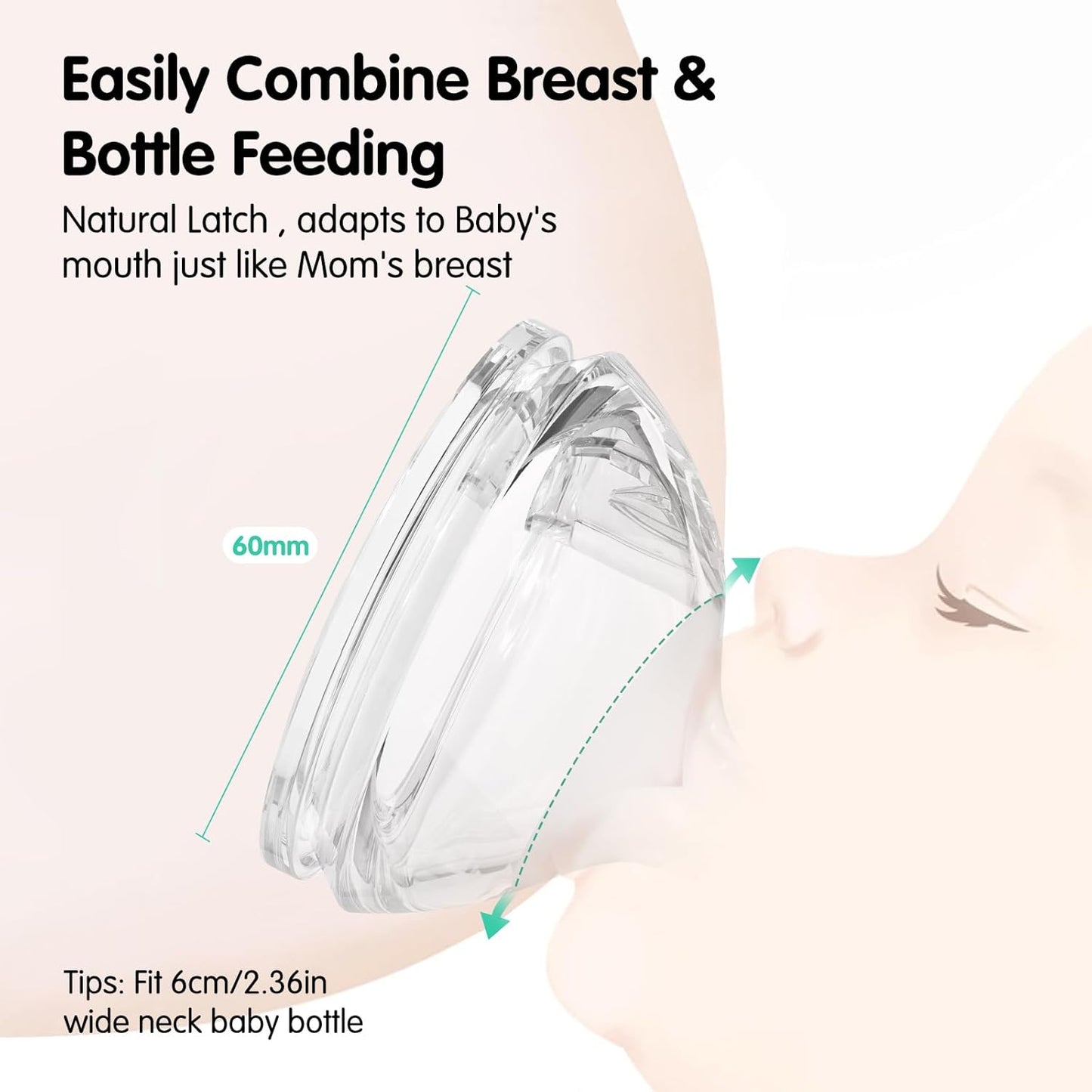 Aynmer Natural Flow Baby Bottle Silicone Nipple，0+ Months, 4 Counts (L)