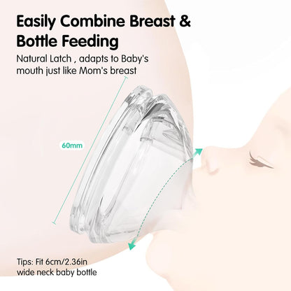 Aynmer Natural Flow Baby Bottle Silicone Nipple，0+ Months, 4 Counts (L)