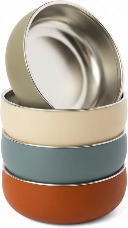 Monkey Proof™ Non-Toxic Stainless Steel Child Bowl 5” with Non-Slip Silicone Shell, Multi-color, (Set of 4 bowls) Unbreakable, Mess Free Feeding for Babies, Toddlers, Kids, BPA free