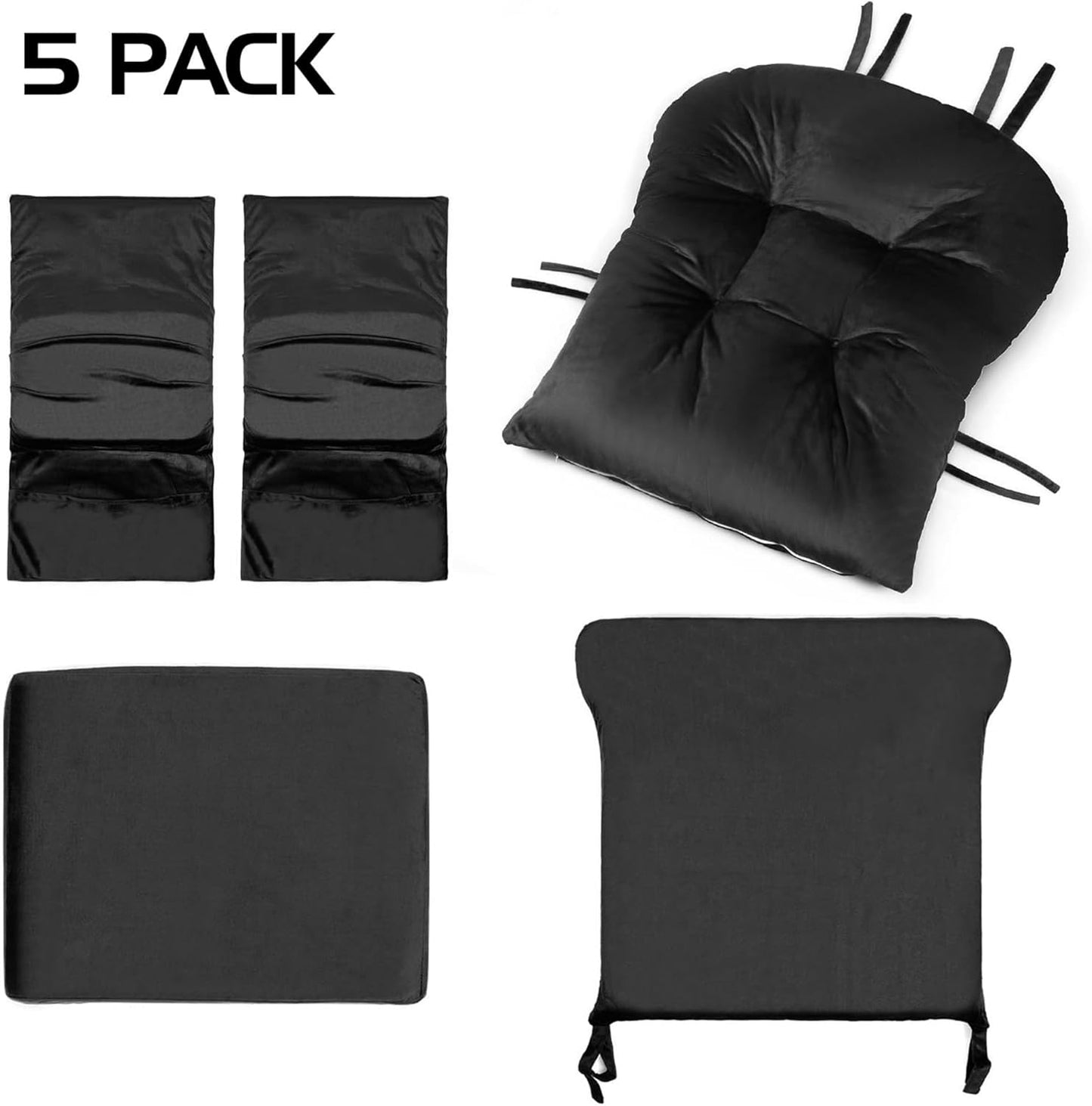 Lucky Monet 5Pcs Glider Rocker Replacement Cushions - Velvet Glider Cushions Replacement Set with Side Storage Pockets, Thick Glider Chair Cushions Washable & Non Slip, Cushion ONLY - Beige