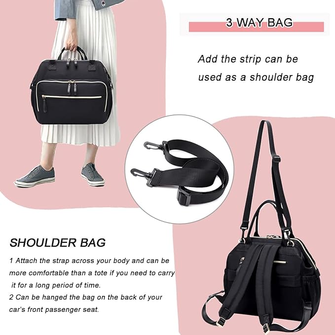 LORADI Large Diaper Bag Tote, 14 Pockets Stylish Baby Bag with Stroller Clips and 3 Insulated Pockets, Baby Shower Essentials