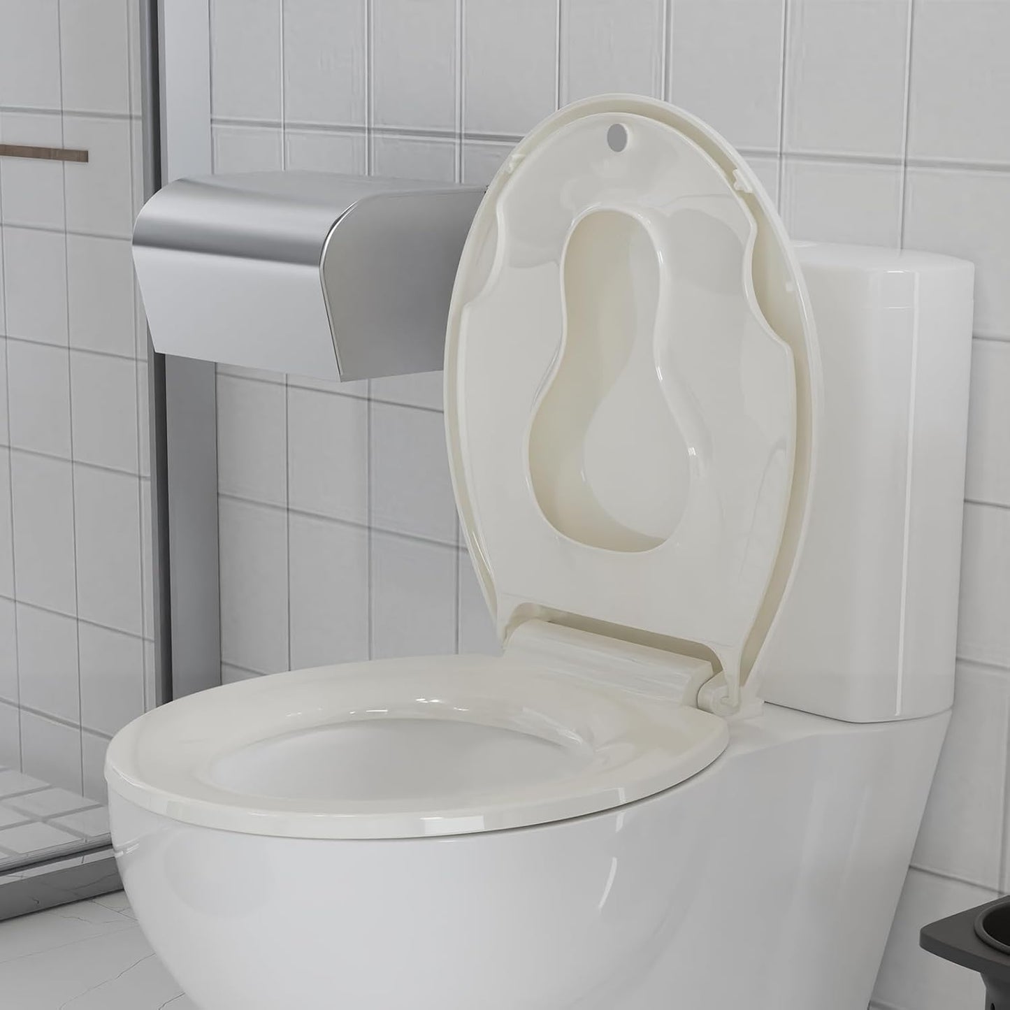 Toilet Seat Round,Toilet Seat with Toddler Seat Built in, Potty Training Toilet Seat Round Fits Both Adult and Child, with Soft Close,Easy Install and Clean - White, Round
