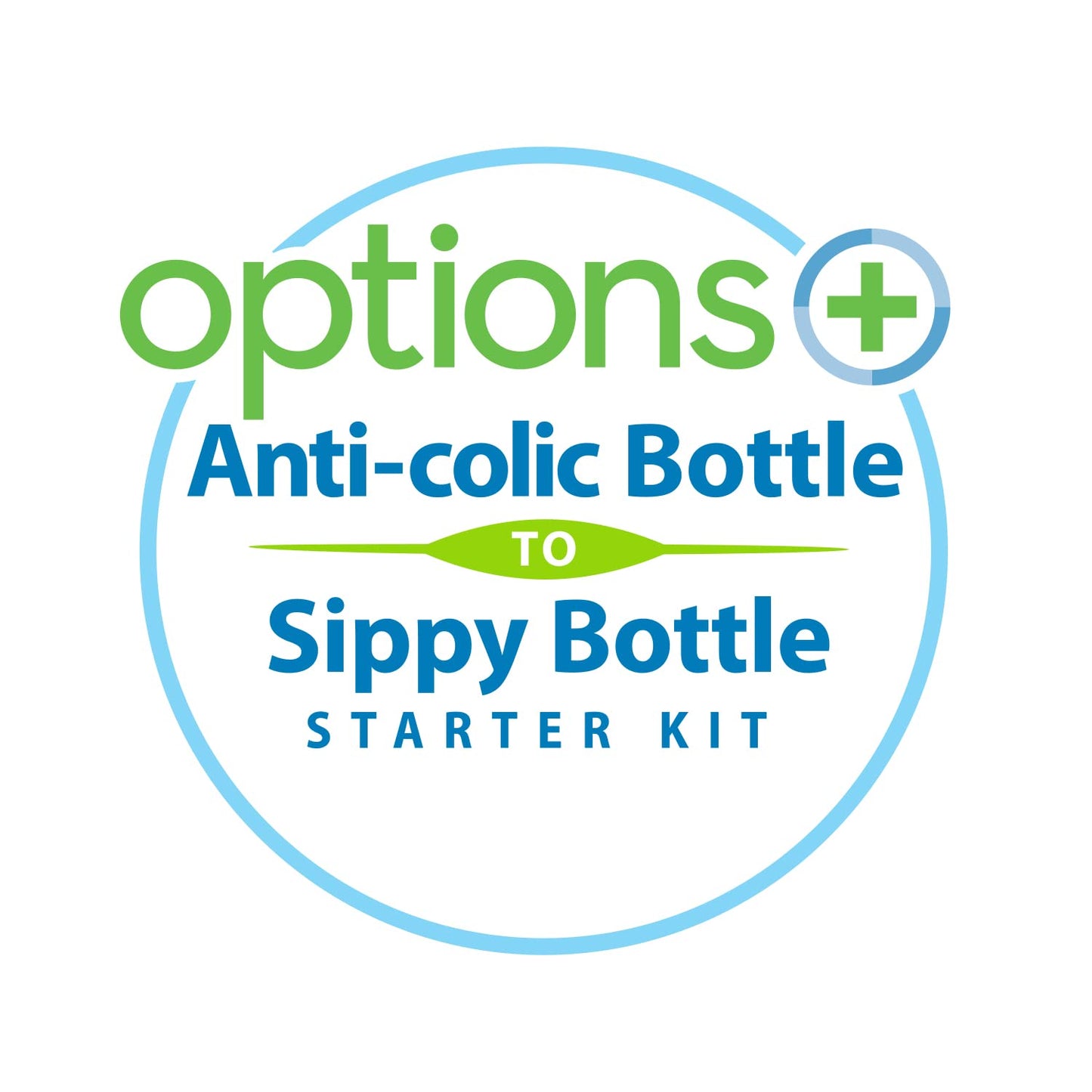 Dr. Brown's Anti-Colic Options+ Wide-Neck Sippy Bottle Starter Kit, 9oz/270mL, with Level 3 Medium-Fast Flow Nipple and Soft 100% Silicone Sippy Spout, Green, BPA-Free, 6m+, 2-Pack