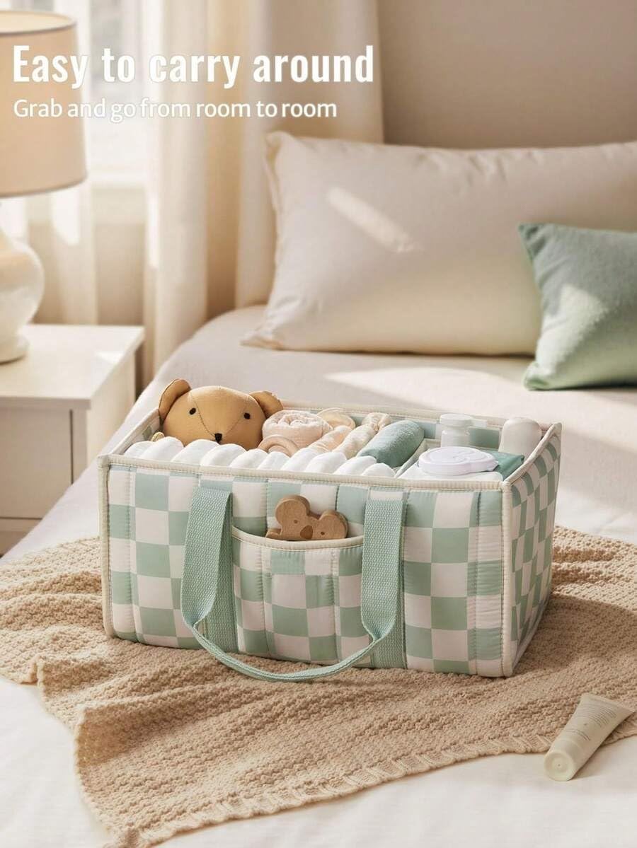 Diaper Caddy Organizer,Cute Floral Nursery Storage Basket,Soft Portable Changing Table Car Caddy Organizer Gift (Floral B)
