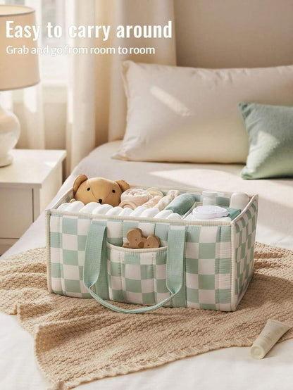 Diaper Caddy Organizer,Cute Floral Nursery Storage Basket,Soft Portable Changing Table Car Caddy Organizer Gift (Floral B)