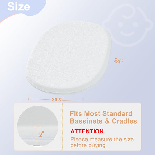 NeoBorn Baby Bassinet Mattress Pad, 30" x 18" Dual Sided Comfort Gel Memory Foam Mattress with Removable Soft Tencel Cover Fit for Halo Bassinest Swivel/Flex/Glide/Premiere/Luxe Series Sleeper