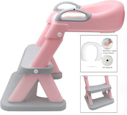HTTMT- Giraffe Potty Training Toilet Ladder Seat With Upgraded Cushion Step Stool Ladder Toilet Chair/Toilet Trainer for Baby Toddler Kids Children In Pink [P/N: ET-BABY001-PINK STEP]