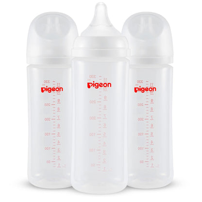 Pigeon PP Nursing Bottle Wide Neck, Anti-Colic, Streamlined Body, Natural Feel, Easy to Clean, 8.1 Oz(Pack of 4), Includes 4pcs M Nipples (3m+)