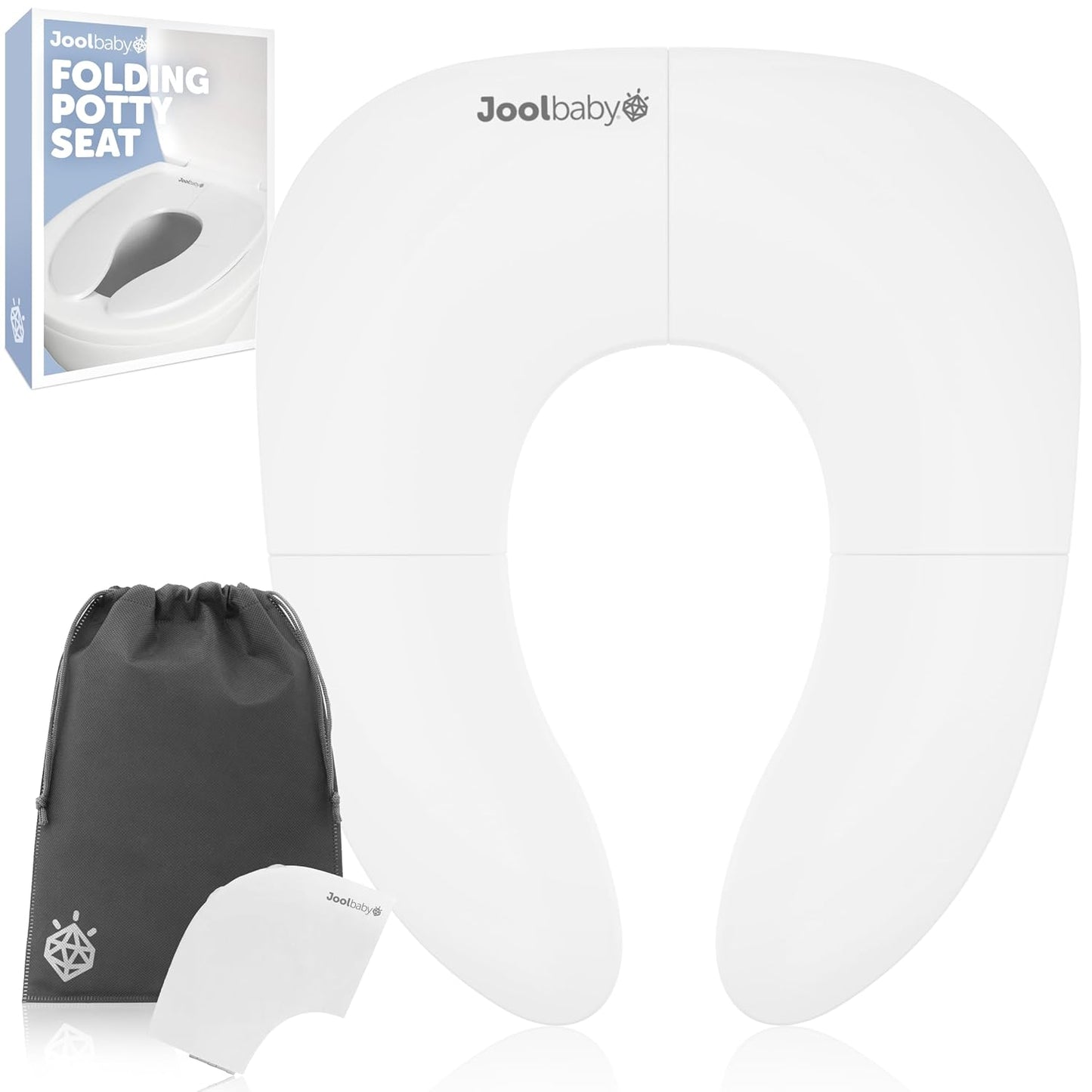 Jool Baby Folding Travel Potty Training Seat for Toddlers, Fits Round & Oval Toilets, Non-Slip Suction Cups, Includes Free Travel Bag (Aqua)