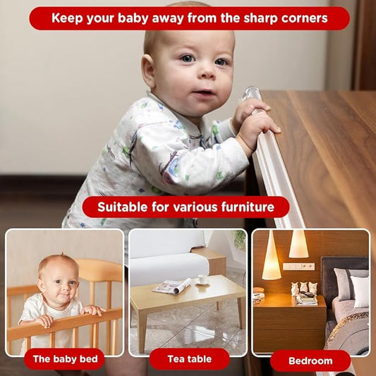 Edge Protector for Baby Proofing,Clear Edge Protector Strip,Sharp Edge Wrap Cover Tape,Self Adhesive Protective Bumper Guards for Cabinet Door,Desk,Glass Table, and Wall 20ft with 4 Corners