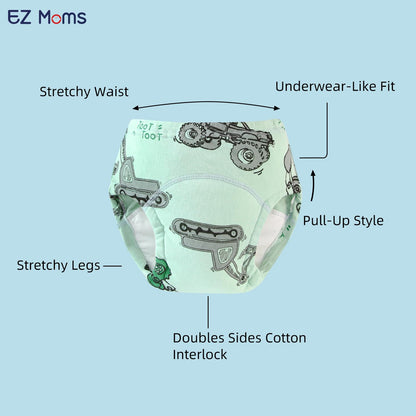 EZ Moms 6 Packs Absorption Toddler Potty Training Underwear for Boys 100% Cotton Toilet Training Pants 1T Leakproof Reusable Kid Confident Toddler Panties Dinosaur Pee Pants with Potty Sticker Chart