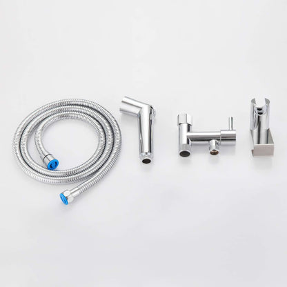 Handheld Sprayer Kit with Adjustable Jet Spray for Toilet, Double Shut-Off Design Chrome Finish