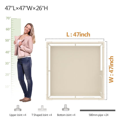Fodoss Baby Playpen with Mat, Small Play Pen(47x47inch), for Babies and Toddlers, Pen Apartment, Yard Baby, Fence Area Playyard Activity Center (Dark Gray)