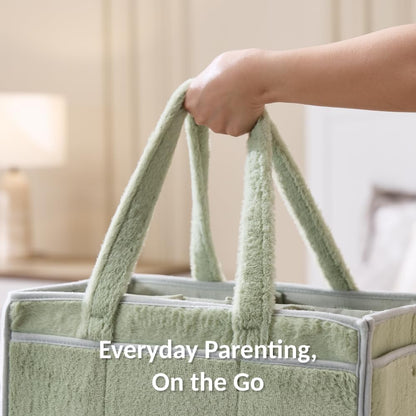 luxury little Soft Baby Diaper Caddy Organizer, Nursery Storage Basket with Removable Divider, Portable Baby Diapers Basket, Gifts for New Parent, Baby Shower (Baby Blue)