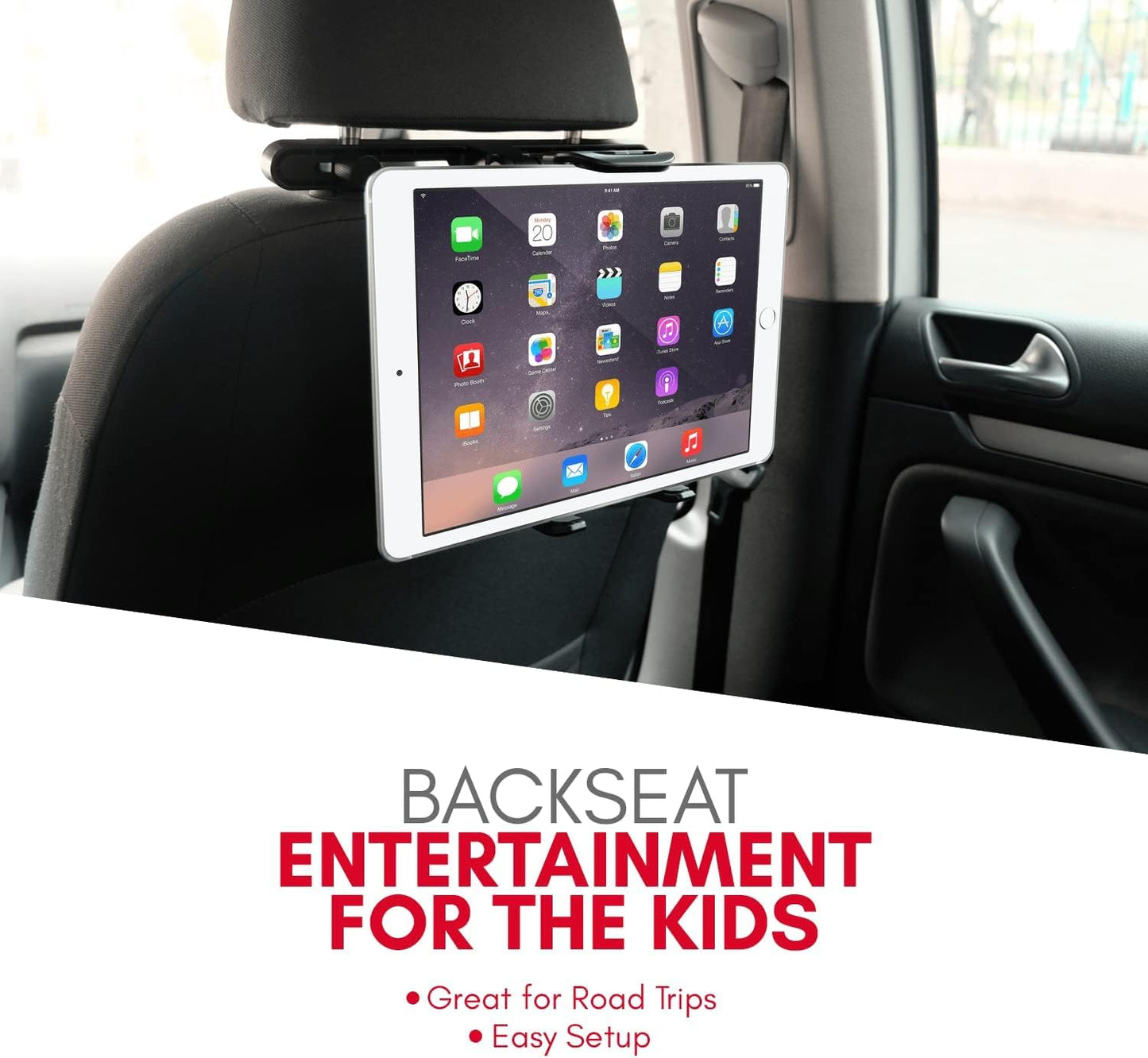 Macally Tablet Holder for Car Headrest | iPad Backseat Mount for Kids | Fits 4.7-11" Devices | Perfect for Long Car Trips