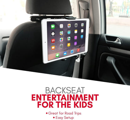 Macally Tablet Holder for Car Headrest | iPad Backseat Mount for Kids | Fits 4.7-11" Devices | Perfect for Long Car Trips
