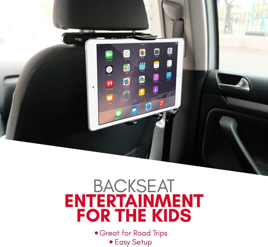 Macally Tablet Holder for Car Headrest | iPad Backseat Mount for Kids | Fits 4.7-11" Devices | Perfect for Long Car Trips