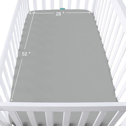 Crib Sheets Waterproof 2 Pack, Crib Mattress Protector, Toddler Fitted Crib Sheet Neutral, Ultra Soft & Breathable Toddler Bed Sheets for Boys and Girls, Grey & Pink