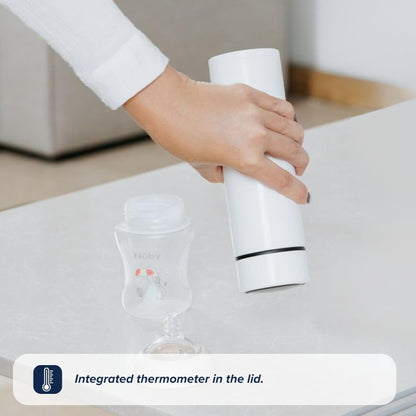 Nuby RapidCool Portable Baby Bottle Maker - with Milk Powder Dispenser and Digital Lid - Ideal for Travel Bottles and Night Feeds - Stainless Steel