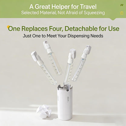 4 in 1 Travel Dispenser Bottle, 4 Pack 30ML Refillable Travel Formula Dispenser Bottles Pump, for Toiletries, with Scale Label Shampoo Lotion Conditioner Cream Storage (Green*2)