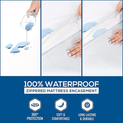 Utopia Bedding Mattress Protector Zippered Queen Size (Pack of 10), 100% Waterproof Bed Bug and Dust Mite Proof Mattress Encasement, Absorbent 6 Sided Mattress Cover