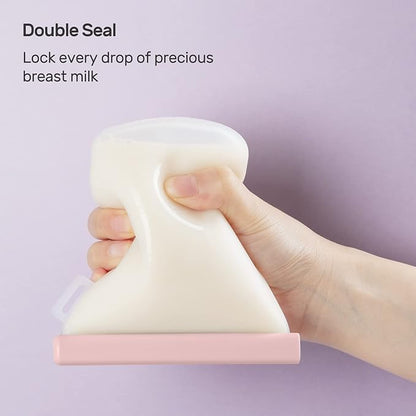 Nuliie 7 Pcs Silicone Breastmilk Storage Bags Reusable, 8oz/240ml Double Leak-Proof Breastmilk Freezer Bags, BPA Free Self-Standing Milk Bags for Breastfeeding, Baby Food Pouches