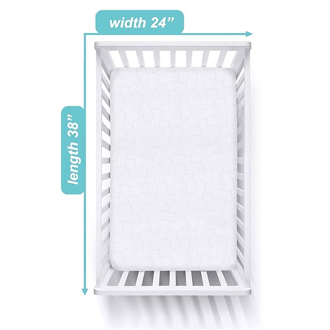 American Baby Company 2 Pack Waterproof Fitted Mini Crib Mattress Protector 38" x 24" - Quilted, Noiseless, Soft & Breathable Pack n Play and Mini Crib Mattress Cover