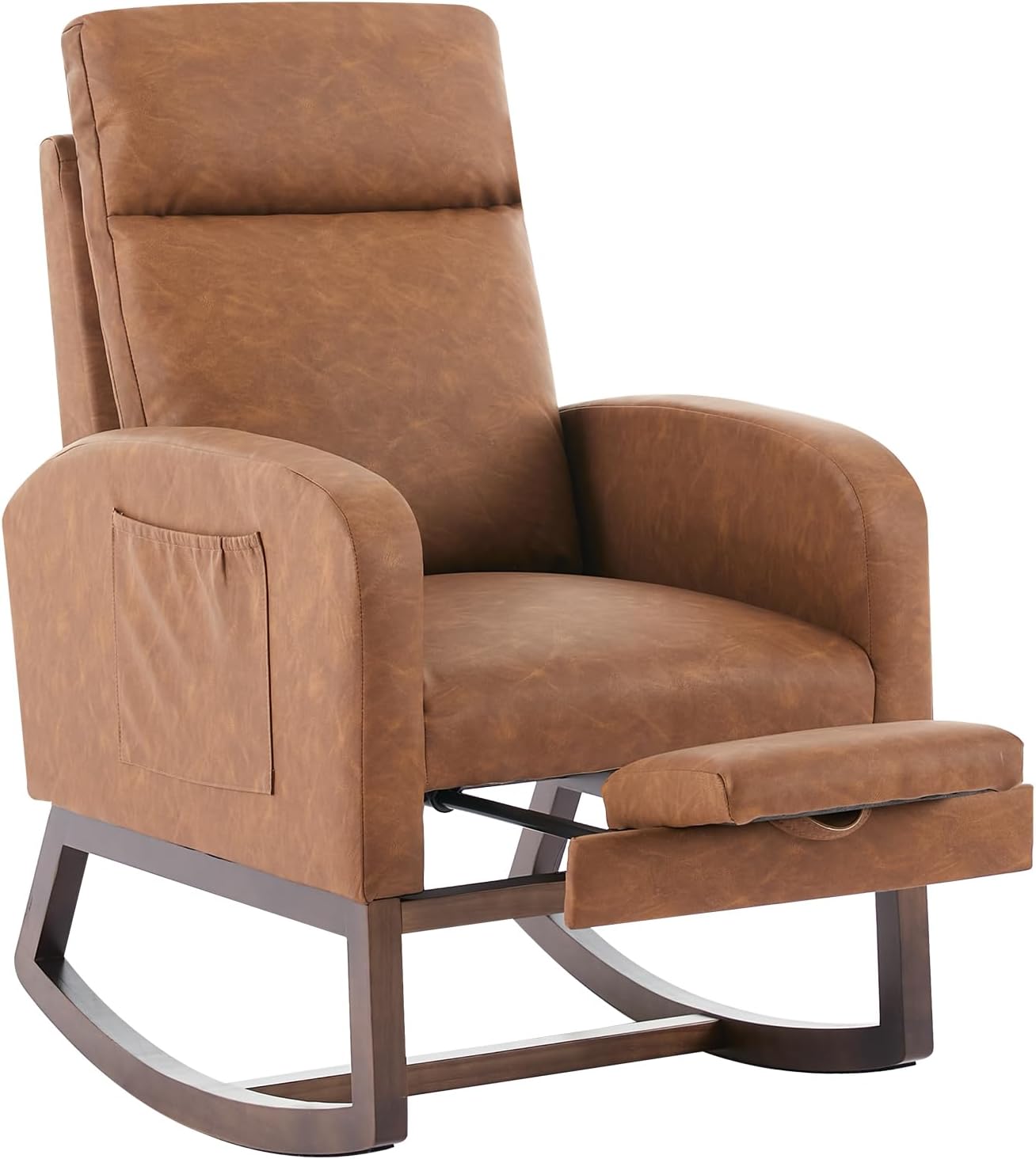 Garvee Teddy Fleece Nursery Rocking Chair,Upholstered Glider with 26" High Backrest, Padded Seat,Modern 300 Lbs Weight Capacity Accent Recliner for Living Room, Bedroom, Reading
