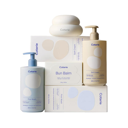 Coterie Baby Dry Skin Skincare Essentials Set | 16.2 oz Face + Body Lotion, 4.7 oz Diaper + Dry Skin Balm | Fragrance Free, Safe for Sensitive Skin, Hypoallergenic, Microbiome Friendly, Eczema Safe