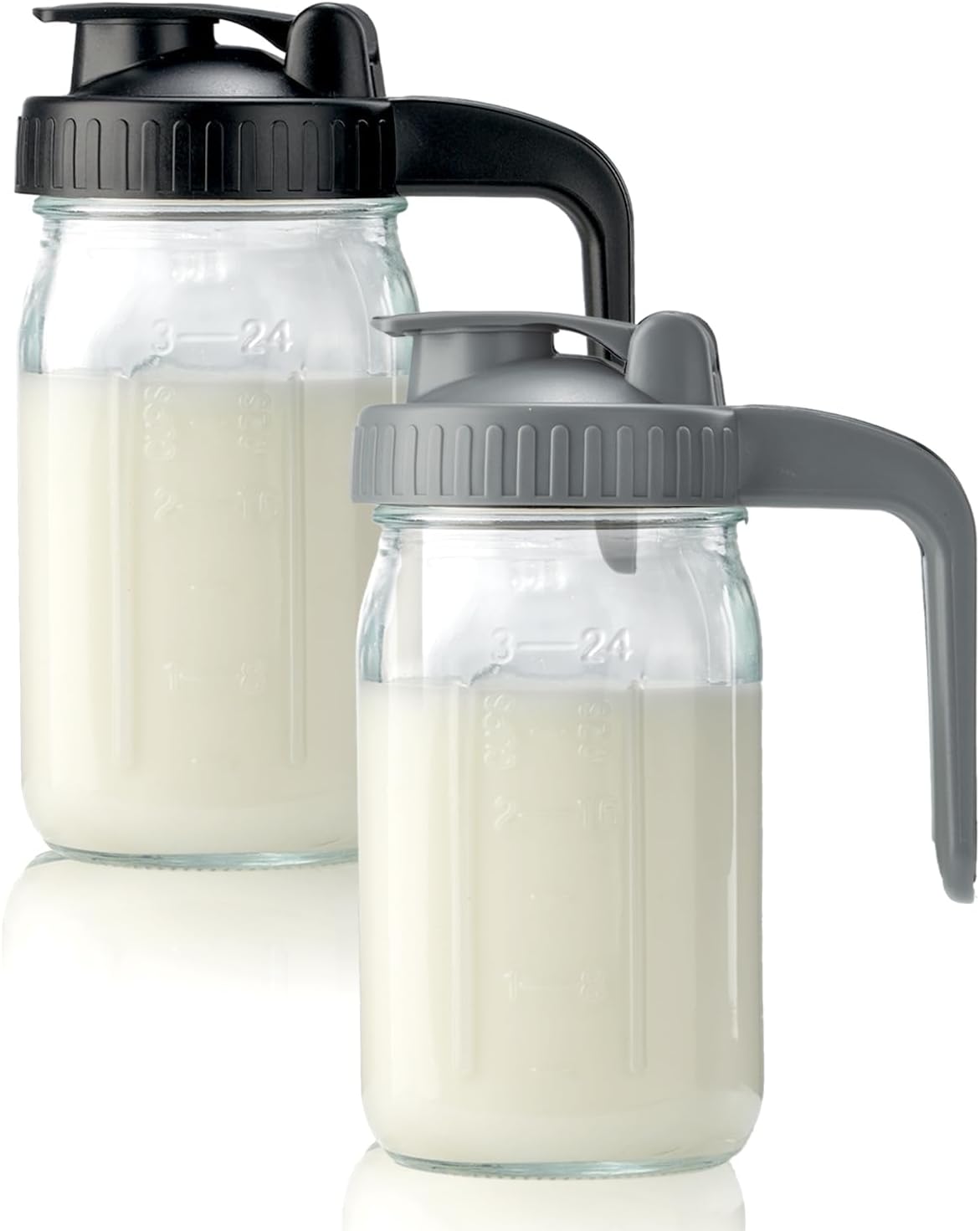32oz Glass Pitcher with Lid & V-shaped Pour Spout - 1 Quart Breastmilk Pitcher Double Leak Proof, Creamer Container for Sun Tea, Juice, Cold Brew Coffee, Breastmilk Storage Container