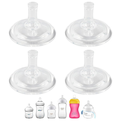 Sippy Cup Nipples for Philips Avent Natural Baby Bottles, My Grippy Spout Sippy Cup and Natural Trainer Sippy Cup, Soft 100% Silicone Sippy Spout Nipples, 6m+, 4 Count