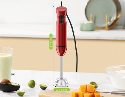 Bonsenkitchen Hand Blender, Immersion Blender with 2 Mixing Speed, Electric Handheld Mixer Portable Stick Mixer with Stainless Steel Blades for Soup, Smoothie, Puree, Baby Food